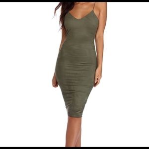 Olive Green Suede Dress